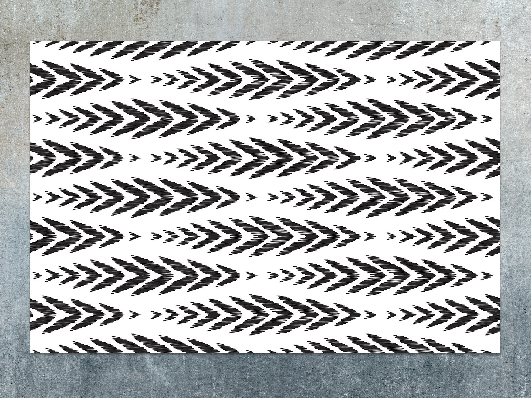Herringbone Black Minimalist Mat, Black Linoleum Rug, White Floor Mat, Herringbone Rug, Floor