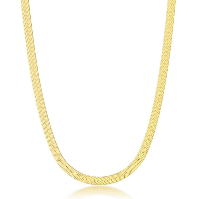 14k Gold Plated Sterling Silver Herringbone Chain Necklace 5mm