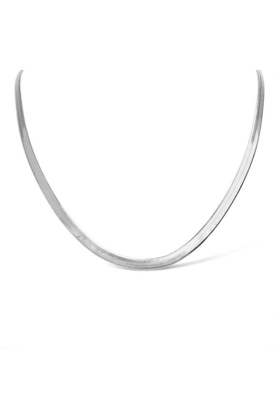 Herringbone Chain Necklace Womens Silver Stainless Steel 3mm