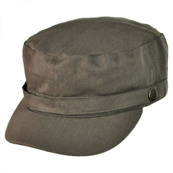 Herringbone Cotton Cadet Cap - M - Olive Green