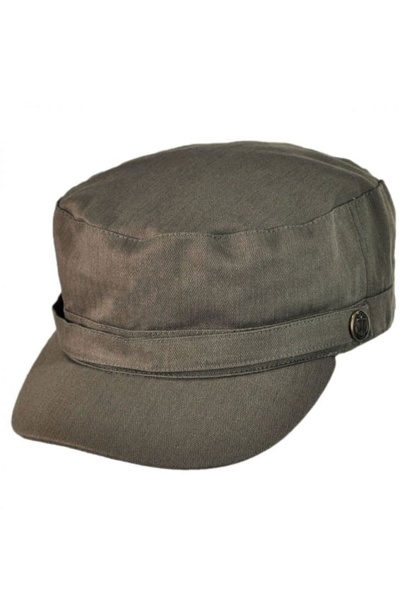 Herringbone Cotton Cadet Cap - XL - Olive Green