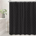 thumbnail image 1 of Herringbone Curtain Extra Long 72x84 Inch Black Geometric Striped Modern Fashion Panel Decor Fabric Bathroom Set Polyester Waterproof 12 Pack Hooks, 1 of 5