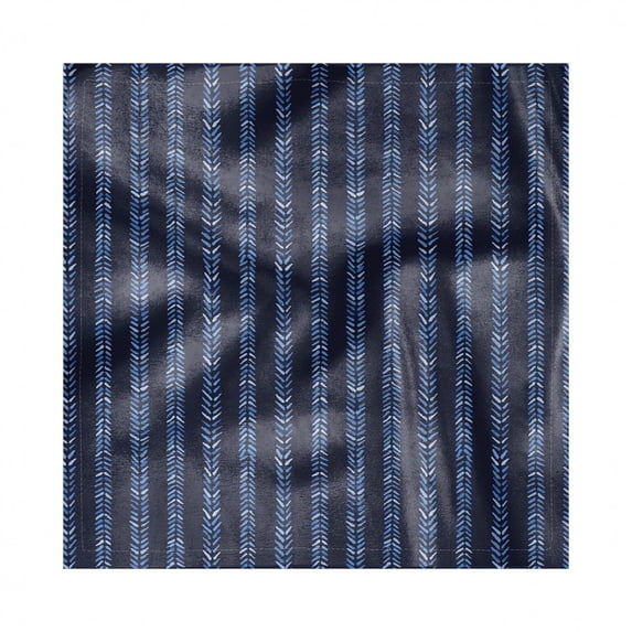 Herringbone Decorative Satin Napkins Set of 4, Illustration Ornamented with Continuous Blue Monochrome Art, Square Fabric Party & Dinner Napkin, 18", Dark Blue Violet Blue, by Ambesonne