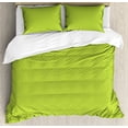 thumbnail image 1 of Herringbone Duvet Cover Set, Continuous Geometric Zigzag Lines Designed in Monochrome Pattern, Decorative 3 Piece Bedding Set with 2 Pillow Shams, Queen Size, Lime Green Pastel Green, by Ambesonne, 1 of 3