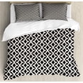 thumbnail image 1 of Herringbone Duvet Cover Set, Ethnic Style Repeated Diamond Shapes in Vertical Mesh Pattern, Decorative 3 Piece Bedding Set with 2 Pillow Shams, Calking Size, Ivory and Charcoal Grey, by Ambesonne, 1 of 2