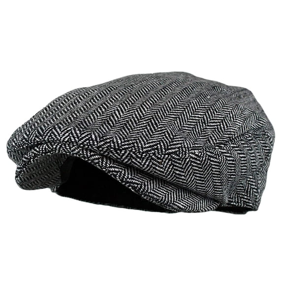 Herringbone Flat Ivy Newsboy Cap for Men Classic Wool Blend Tweed Cabbie Hat,One Size