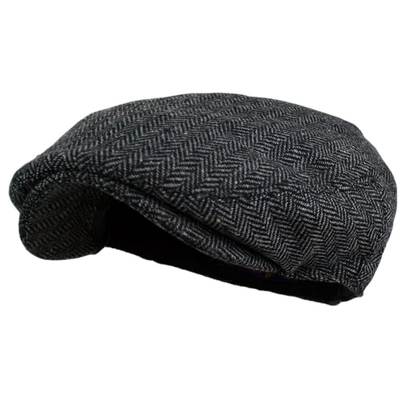Herringbone Flat Ivy Newsboy Cap for Men Classic Wool Blend Tweed Cabbie Hat,One Size
