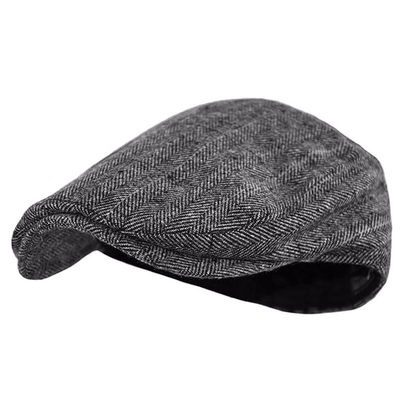 Herringbone Flat Ivy Newsboy Cap for Men Classic Wool Blend Tweed Cabbie Hat,One Size