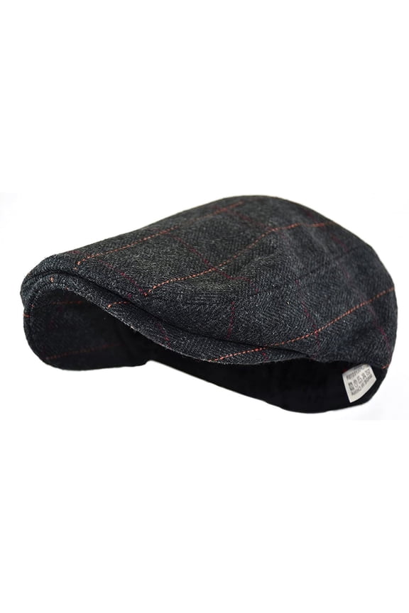 Herringbone Flat Ivy Newsboy Cap for Men Classic Wool Blend Tweed Cabbie Hat,One Size