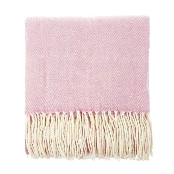 Herringbone Fringed Throw Blanket - 50"W x 60"L (Pink)