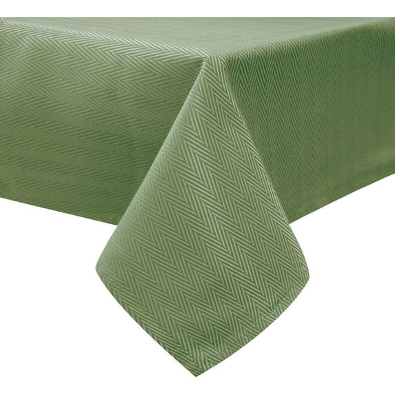 Herringbone Jacquard Rectangle Tablecloth Waterproof Holiday Table Cover, Spill Oil Dust Resistant Wrinkle Free for Kitchen Dining Party Tabletop Decoration, 60" x 84", Green