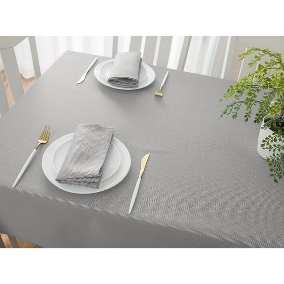 Herringbone Jacquard Rectangle Tablecloth Waterproof Holiday Table Cover, Spill Oil Dust Resistant Wrinkle Free for Kitchen Dining Party Tabletop Decoration, 60" x 102", Silver Grey