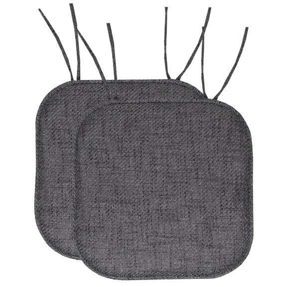 Herringbone Memory Foam 16 x 16 Chair Pad With Ties Black 2 Pack