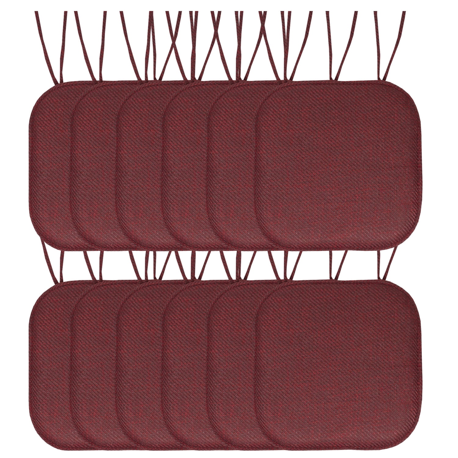 Burgundy chair cushions with ties hot sale