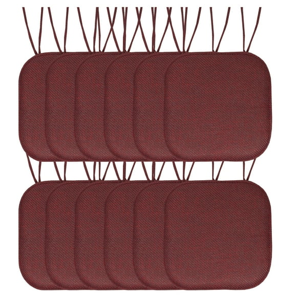 Herringbone Memory Foam 16 x 16 Chair Pad With Ties Burgundy 12 Pack