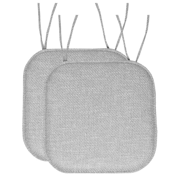 Herringbone Memory Foam 16 x 16 Chair Pad With Ties Gray 2 Pack