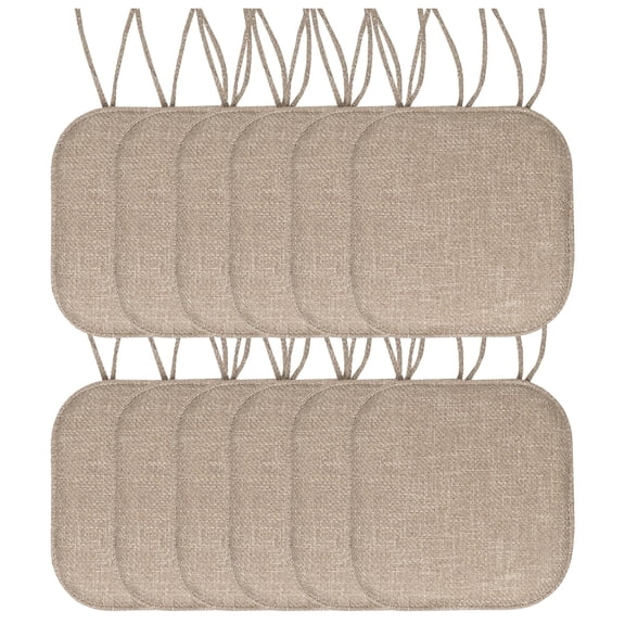 Herringbone Memory Foam 16 x 16 Chair Pad With Ties Taupe 12 Pack