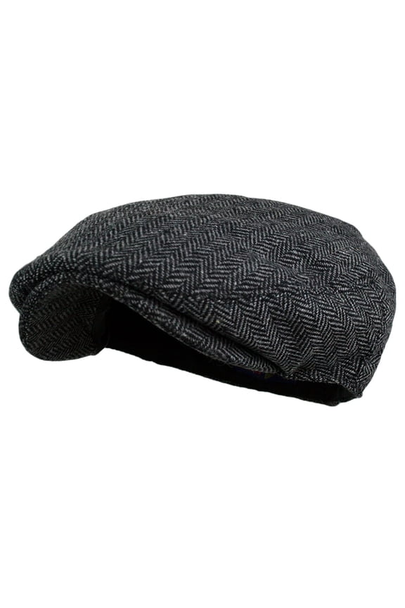 Herringbone Newsboy Cap Men's Wool Blend Classic Tweed Ivy Flat Cabbie Hat