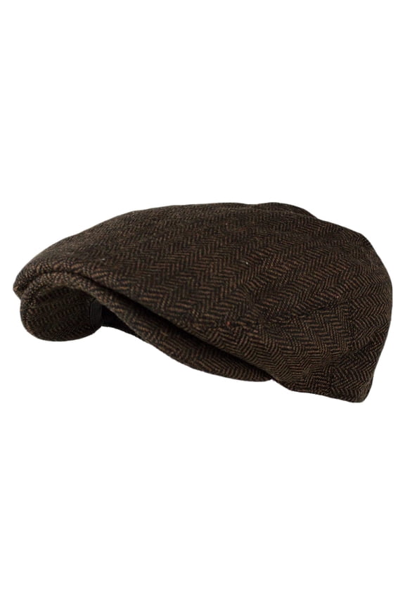 Herringbone Newsboy Cap Men's Wool Blend Classic Tweed Ivy Flat Cabbie Hat