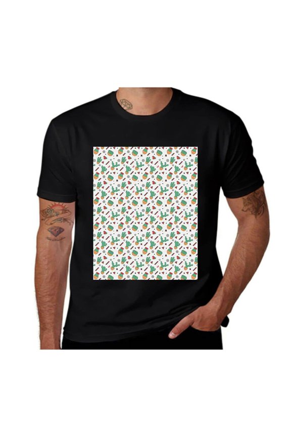 Herringbone Pattern Dots-Cactus-Multicolor- Casual Streetwea Everyday Tshirt Comfortable Wear tee shirt