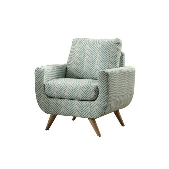Herringbone Pattern Fabric Accent Chair, Teal Blue- Saltoro Sherpi