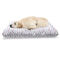 thumbnail image 1 of Herringbone Pet Bed, Colorful Horizontal Zigzag Stripes in Continuous Pattern Art Print, Resistant Pad for Dogs and Cats Cushion with Removable Cover, 24" x 39", White Pale Blue Pink, by Ambesonne, 1 of 4