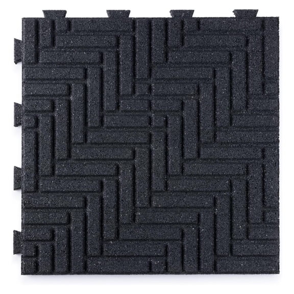 Herringbone Rubber Interlocking Tiles | 16 X 16 | Easy Install for Indoor and Outdoor Use (Dark Gray, 1 Tile)
