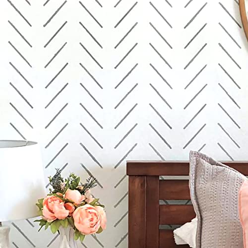 Herringbone Simple Wall Stencil - XL Stencil 22x40 In, Geometric Wall ...
