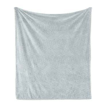 Herringbone Soft Flannel Fleece Throw Blanket, Geometric Retro Style Ornamental Stripes in Diagonal Zigzag Pattern, Cozy Plush for Indoor and Outdoor Use, 70" x 90", White and Blue Grey, by Ambesonne