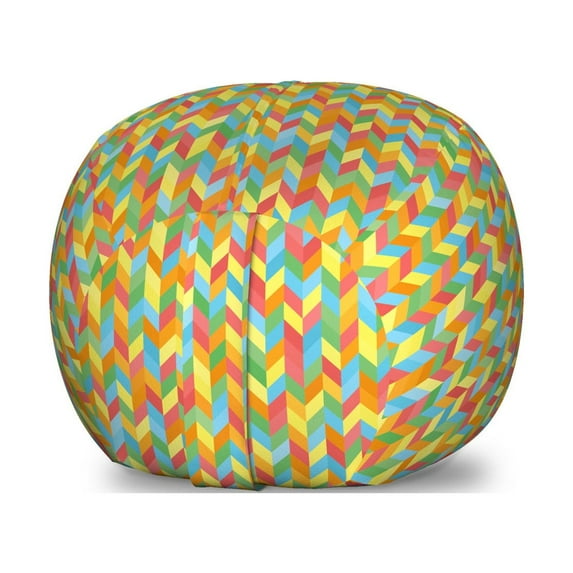 Herringbone Storage Toy Bag Chair, Herringbone Style Inspired Illustration in Simple Colorful Polygon Pattern, Stuffed Animal Organizer Washable Bag, Large Size, Multicolor, by Ambesonne