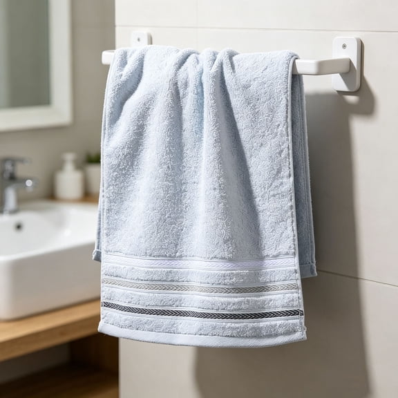 Herringbone Stripe Border Cotton Hand Towels,Plush Absorbent Washcloths,Skin Friendly Reusable Face Towels for Household,Travel,Guest Use