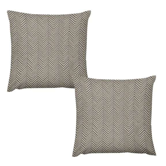 SereniRest 18 x 18 Art Deco Herringbone Weave Beige Polyester Decorative Pillow Cover (2 Count)