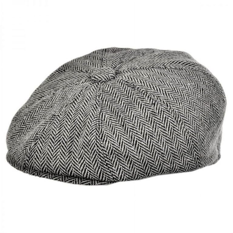 Herringbone Wool Blend Newsboy Cap - XL - Gray