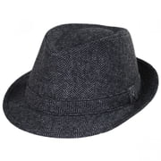 Herringbone Wool Trilby Fedora Hat - XXL - Gray/Black