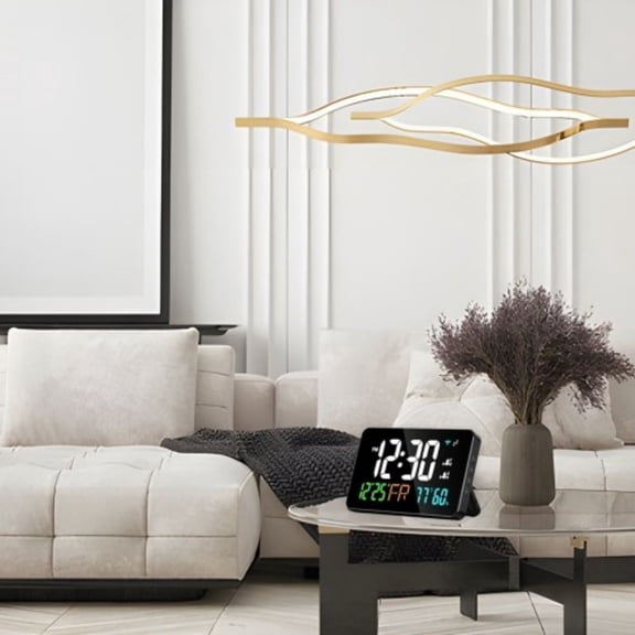 Herrklp Alarm Clock, Tuya WiFi Desktop Clock Calendar Intelligent Hygrometer With Digital LED Display