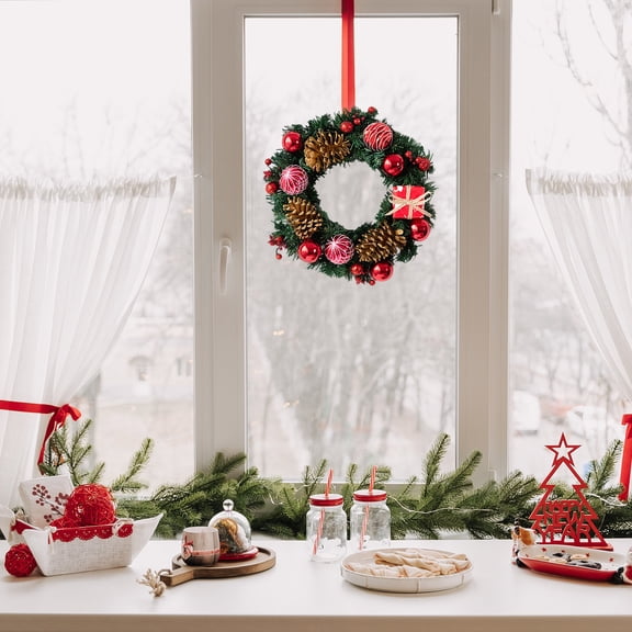 Herrklp Christmas Gift Bag Christmas Wreath Door Hanging 25/35cm Rattan Circle Diy Decorative Rattan Christmas Decorations