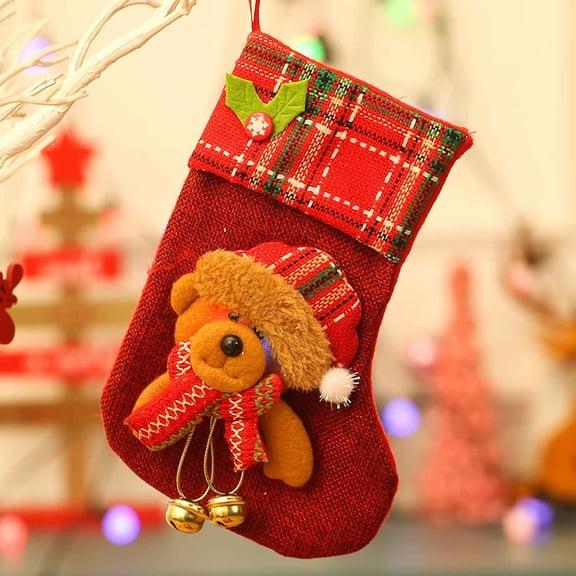 Herrklp Christmas Lights, Christmas Decorations Christmas Tree Decoration Socks Children's Bags Middle Size Luminous Christmas Stockings With Lights