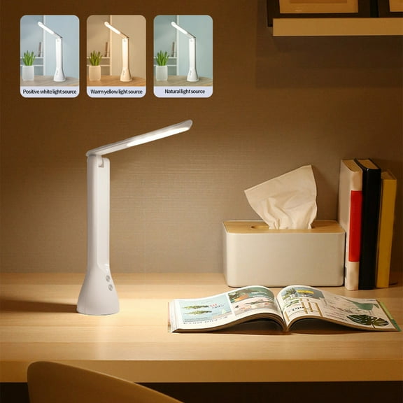 Herrklp Desk Lamp, Learning To Read Folding Eye Protection Table Lamp,Creative 2-in-1 Flashlight With USB Charging, Three-level Dimming Bedside Lamp,Birthday Gift
