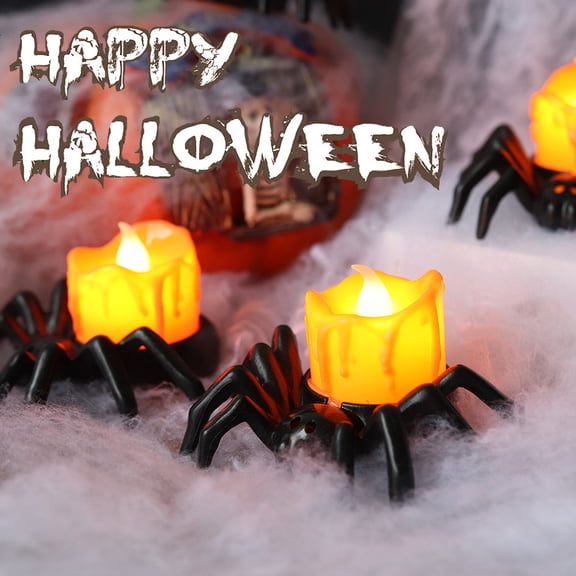 Herrklp Halloween Decorations, Halloween Lantern Decoration Props LED Electronic Candle Light Spider Night Light 12pcs