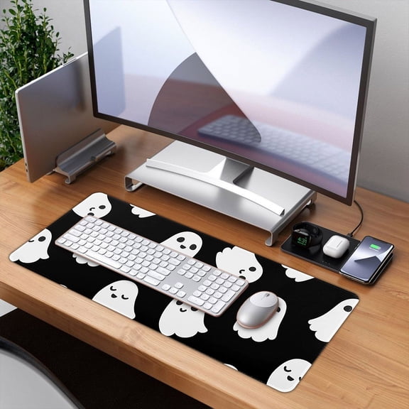 Herrklp Halloween, Halloween Cute Ghost Mouse Pad Thickened Computer Table Pad Office Learning Pad Large Non Slip Keyboard Pad