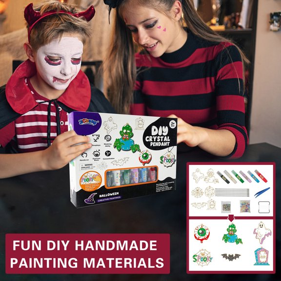 Herrklp Halloween, Halloween DIY Crystal Paint Arts And Crafts Set Three Dimensional Baking Graffiti, Coloring, And Adhesive Painting