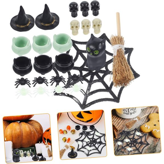 Herrklp Halloween, Halloween Home Decor Miniature Toys Vintage Skeleton Statue Web Miniature Decorations