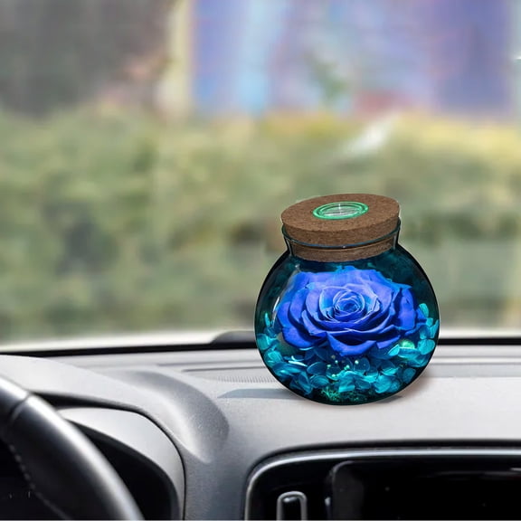 Herrklp Home Decor Eternal Rose LED Light Wishing Bottle Eternal Rose Never Fading Flowers Table Decoration Valentine's Day Gift Blue And Red 4.3 In