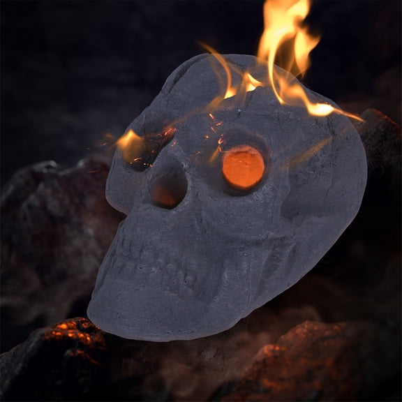 Herrklp Home Decor Halloween Decoration Fireplace Bonfire Simulation Ceramic Fiber Skull Flame Home Decor Items