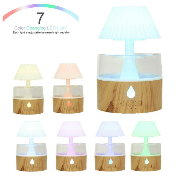 Herrklp Lamp, Colorful Lighting Humidifier Desk Lamp And Rain Aromatherapy Machine