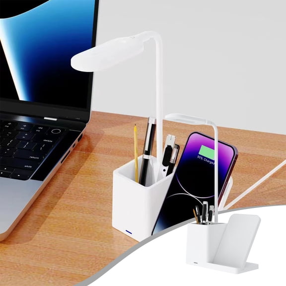 Herrklp Lamp, LED Smart Desk Lamp, 15W Wireless Charging, With Pen Holder, Student Eye Protection Study Lamp, Suitable For Office, Bedroom, Dorm