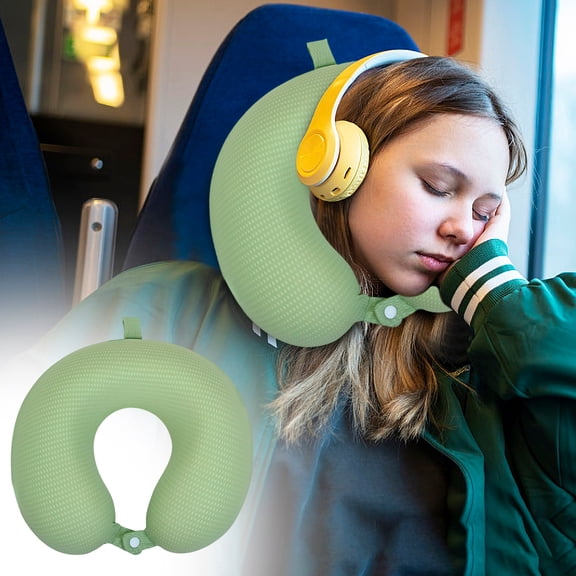 Herrklp Neck Pillow U-shaped Pillow Memory Foam Summer Ice Silk Cervical Pillow Ice Silk Slow Office Neck Pillow Nap Pillow