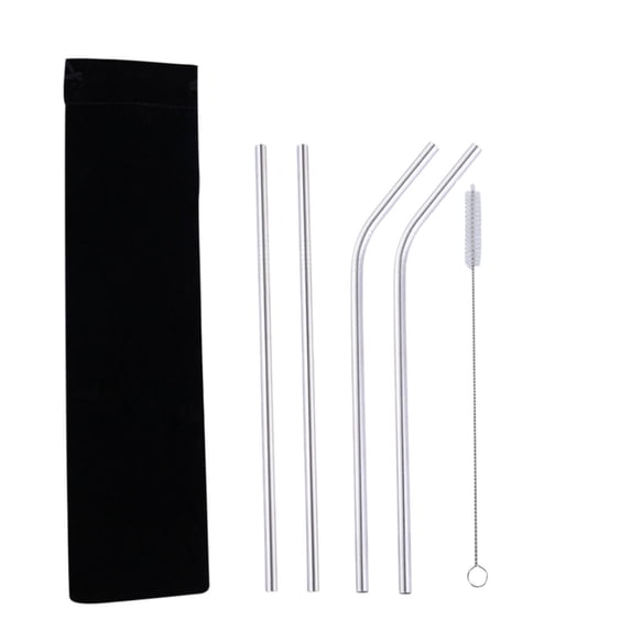 Herrklp Reusable Straws, 304 Color Metal Stainless Steel Straws Portable Set Reusable Bar Drinks Milk Tea Straws 5pc