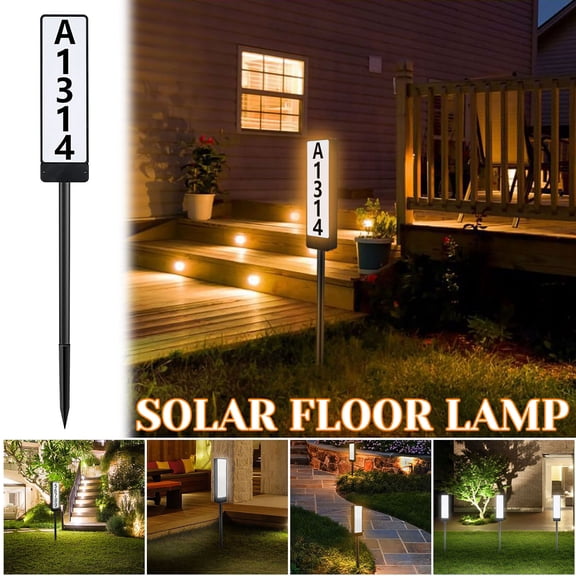 Herrklp Solar Lights, -Powered Floor-Mounted House Number-Color Temperature Digital Number Led Outdoor Address Indication Street