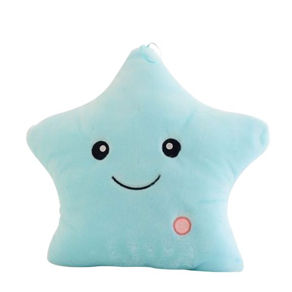 Herrklp Throw Pillows Sparkling Star Pillow Colorful LED Glowing Five Star Plush Toy Birthday Gift Valentines Day Bride Home Decoration